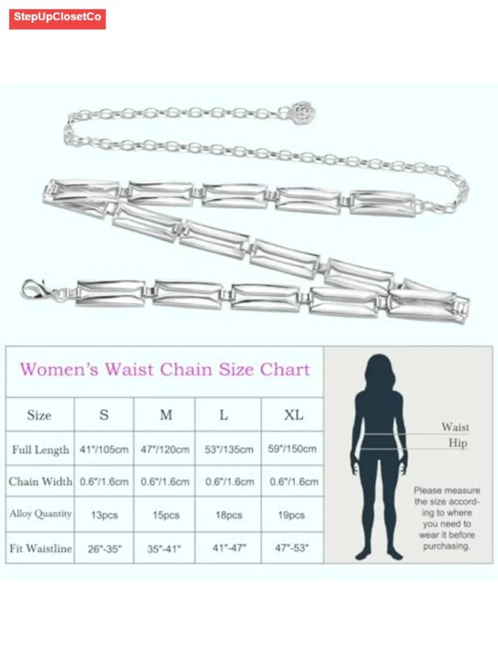 Metal Conch Waist Chain Belt for Women Boho Adjustable Link Chain Dress